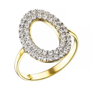 Χρυσό Δαχτυλίδι 14Κ Οβάλ Με Λευκές Πέτρες Ζιργκόν MSD-23319Y