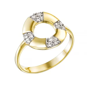 Χρυσό Δαχτυλίδι 14Κ Κύκλος Με Λευκές Πέτρες Ζιργκόν Και Λουστρέ Λεπτομέρειες MSD-23308Y