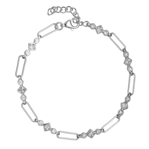 Εντυπωσιακό Βραχιόλι Ασημένιο 925 Με Λεπτομέρειες Από Λευκές Πέτρες Ζιργκόν ASZ-24124W