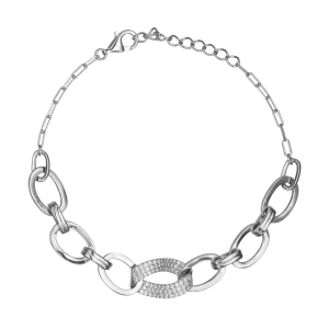 Εντυπωσιακό Βραχιόλι Ασημένιο 925 Με Λουστρέ Κρίκους ASZ-24118W