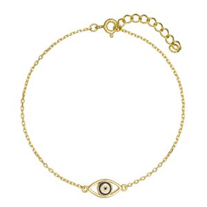 Βραχιόλι Ασημένιο 925 Επιχρυσωμένο Με Ματάκι Με Σμάλτο ASZ-24126Y