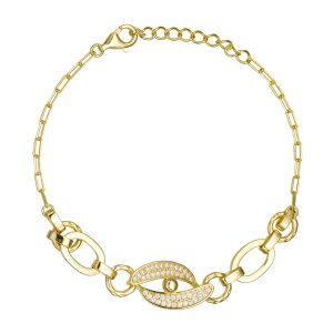 Εντυπωσιακό Βραχιόλι Ασημένιο 925 Επιχρυσωμένο Με Λουστρέ Κρίκους ASZ-24102Y