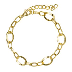 Εντυπωσιακό Βραχιόλι Ασημένιο 925 Επιχρυσωμένο Με Λουστρέ Κρίκους ASZ-24114Y