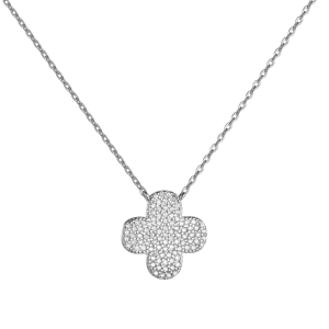 Κολιέ Σταυρός Ασημένιος 925 Με Λευκές Πέτρες Ζιργκόν ASZ-24030W