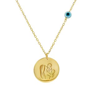 Κολιέ Ασημένιο 925 Επιχρυσωμένο Κύκλος Με Μαμά & Παιδί MRS-23533Y