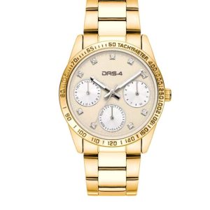 Ρολόι Γυναικείο Das.4 Με Σαμπανί Χρώμα Καντράν & Χρυσό Μπρασελέ Από Ανοξείδωτο Ατσάλι 2031100541