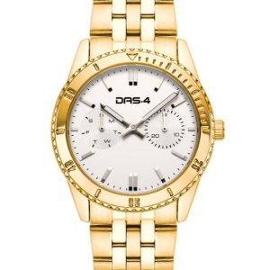 Ρολόι Γυναικείο Das.4 Με Ασημί Χρώμα Καντράν & Χρυσό Μπρασελέ Από Ανοξείδωτο Ατσάλι 2031100641