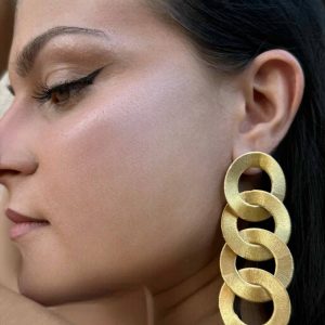Εντυπωσιακά Σκουλαρίκια Ασημένια 925 Κρεμαστά Με Κύκλους Ζαγρέ VMS-24602Y