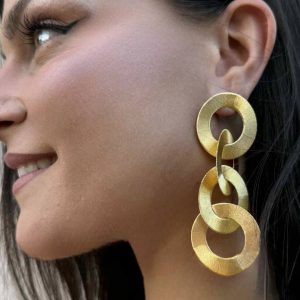 Εντυπωσιακά Σκουλαρίκια Ασημένια 925 Κρεμαστά Με Κύκλους Ζαγρέ VMS-24602Y