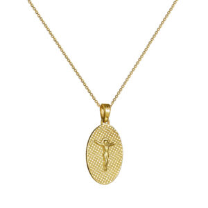 Φυλαχτό Με Αλυσίδα Κωνσταντινάτο Οβάλ Διπλής Όψης Χρυσό 14Κ  AFP-24674YAL