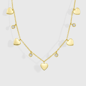 VOGUE Κολιέ Ασημένιο 925 Επιχρυσωμένο Με Κρεμαστές Καρδιές 20171560411