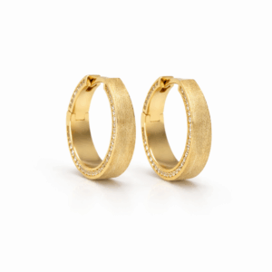 Σκουλαρίκια Κρίκοι Ασημένια 925 Επιχρυσωμένα Ματ Με Λευκές Πέτρες Ζιργκόν KAL-25119Y