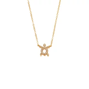 Κολιέ Ασημένιο 925 Χελωνάκι Με Λευκές Πέτρες Ζιργκόν KAL-25105Υ