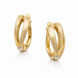 Σκουλαρίκια Ασημένια Επιχρυσωμένα 925 Ματ Με Λευκή Πέτρα Ζιργκόν KAL-25116Y