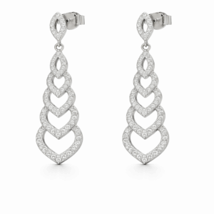 Κρεμαστά Εντυπωσιακά Σκουλαρίκια Ασημένια 925 Με Λευκές Πέτρες Ζιργκόν KLS-21555W