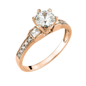 Μονόπετρο Δαχτυλίδι Pοζ Χρυσό 14Κ MSD-10103R