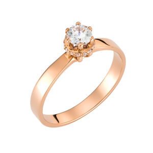 Μονόπετρο Δαχτυλίδι Ροζ Χρυσό Κ14 KBD-10123R