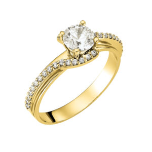 Μονόπετρο Δαχτυλίδι Χρυσό Κ14 KBD-10130Υ