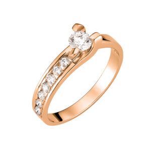 Μονόπετρο Δαχτυλίδι Ροζ Χρυσό Κ14 KBD-10132R