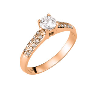 Μονόπετρο Δαχτυλίδι Ροζ Χρυσό Κ14 KBD-10133R