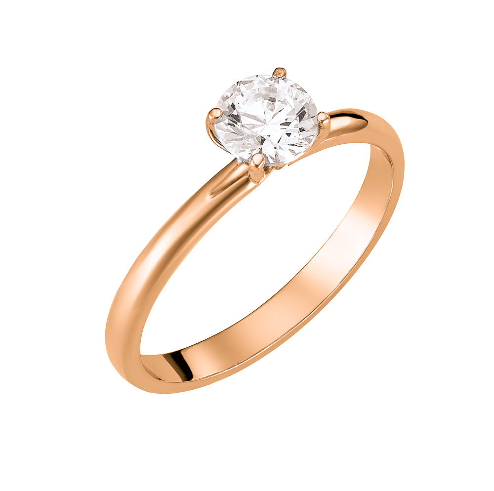 Μονόπετρο Δαχτυλίδι Ροζ Χρυσό Κ14 KBD-10136R