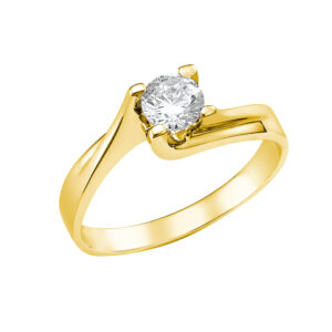 Μονόπετρο Δαχτυλίδι Χρυσό K14 Με Λευκή Πέτρα Ζιργκον KBD-21112Υ