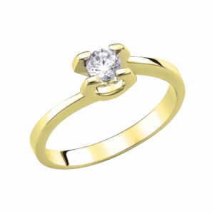 Μονόπετρο Δαχτυλίδι Χρυσό K14 Με ιδιαίτερο Δέσιμο Της Πέτρας & Λευκή Πέτρα Ζιργκον KBD-21113Υ