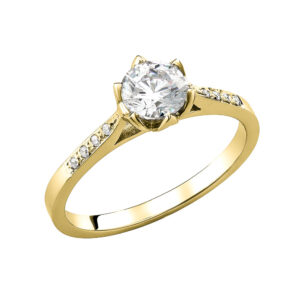 Μονόπετρο Δαχτυλίδι Χρυσό K14 Με Λευκές Πέτρες Ζιργκον KBD-21116Υ