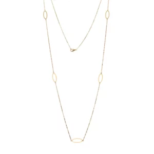 Κολιέ Ασημένιο 925 Επιχρυσωμένο Μακρύ Με Λουστρέ Σχέδια Κατά Μήκος Της Αλυσίδας KAL-25101Y