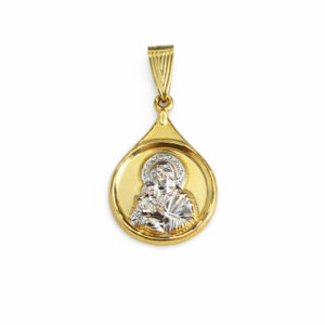 Φυλαχτό Χρυσό Κ9 Με Λευκόχρυση Tην Παναγία AFP-24760Y-9K
