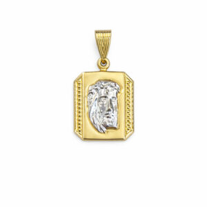 Φυλαχτό Χρυσό Κ9 Με Λευκόχρυσο Ανάγλυφο Με Τον Χριστό AFP-24771Y-9Κ