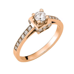 Μονόπετρο Δαχτυλίδι Ροζ Χρυσό Κ14 KBD-10137R