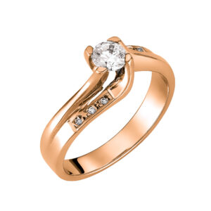 Μονόπετρο Δαχτυλίδι Ροζ Χρυσό Κ14 KBD-10142R