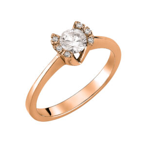 Μονόπετρο Δαχτυλίδι Ροζ Χρυσό Κ14 KBD-10145R