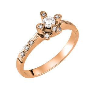 Μονόπετρο Δαχτυλίδι Ροζ Χρυσό K14 KBD-10147R