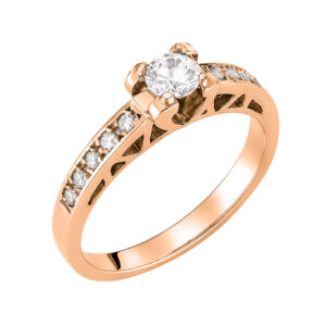 Μονόπετρο Δαχτυλίδι Ροζ Χρυσό Κ14 KBD-10151R