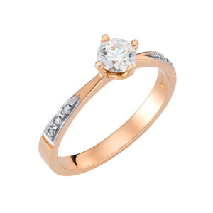 Μονόπετρο Δαχτυλίδι Ροζ Χρυσό 14Κ KBD-10154R