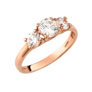 Ροζ Χρυσό Δαχτυλίδι Κ14 Με Λευκές Πέτρες Ζιργκον MSD-20779R