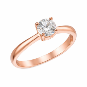 Μονόπετρο Δαχτυλίδι Ροζ Χρυσό 14K Mε Λευκή Στρόγγυλη Πέτρα Ζιργκόν MSD-21764R