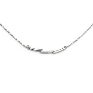 Κολιέ Ασημένιο 925 Μπάρα με Λευκές Πέτρες Ζιργκόν MRK-24000W