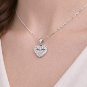 Κολιέ Καρδιά Ασημένια 925 με Άπειρο στο κέντρο MRK-24002W