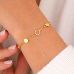 Βραχιόλι Ασημένιο 925 Επιχρυσωμένο Με Στρόγγυλους Κρίκους MRB-25000Y