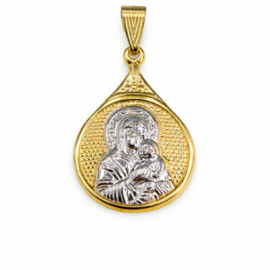 Φυλαχτό Χρυσό Κ9 Με Λευκόχρυση Tην Παναγία AFP-24729Y-9K