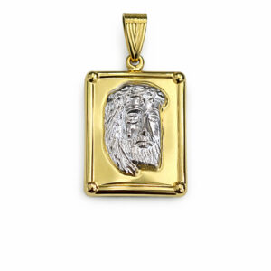 Φυλαχτό Χρυσό Κ9 Με Λευκόχρυσο Ανάγλυφο Με Τον Χριστό AFP-24737Y-9Κ