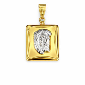 Φυλαχτό Χρυσό Κ9 Με Λευκόχρυσο Ανάγλυφο Με Τον Χριστό AFP-24738Y-9Κ