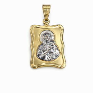 Φυλαχτό Χρυσό Κ9 Με Λευκόχρυσο Ανάγλυφο Με Την Παναγία AFP-24743Y-9Κ