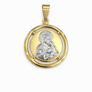 Φυλαχτό Κ9 Παναγία Στρόγγυλο Χρυσό AFP-24757Y-9Κ