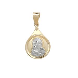 Φυλαχτό Χρυσό Κ9 Με Λευκόχρυση Tην Παναγία AFP-24760Y-9K