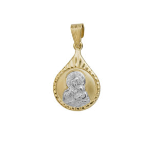 Φυλαχτό Χρυσό Κ9 Με Λευκόχρυση Tην Παναγία AFP-24762Y-9K