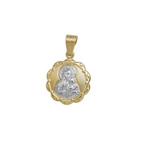 Φυλαχτό Κ9 Παναγία Στρόγγυλο Χρυσό AFP-24768Y-9Κ